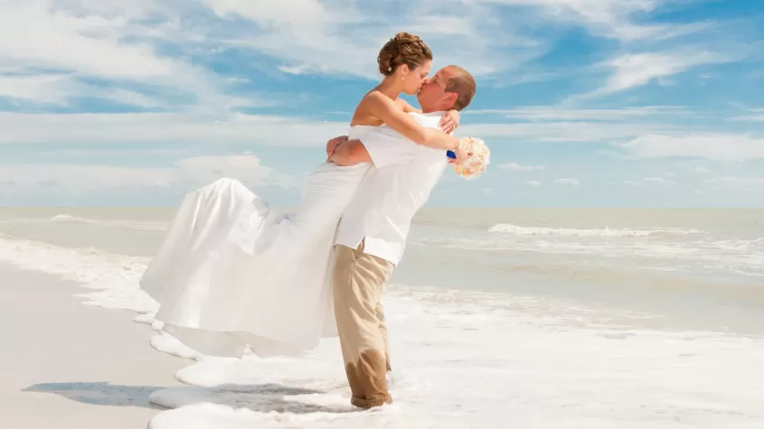 Bride and Groom embracing