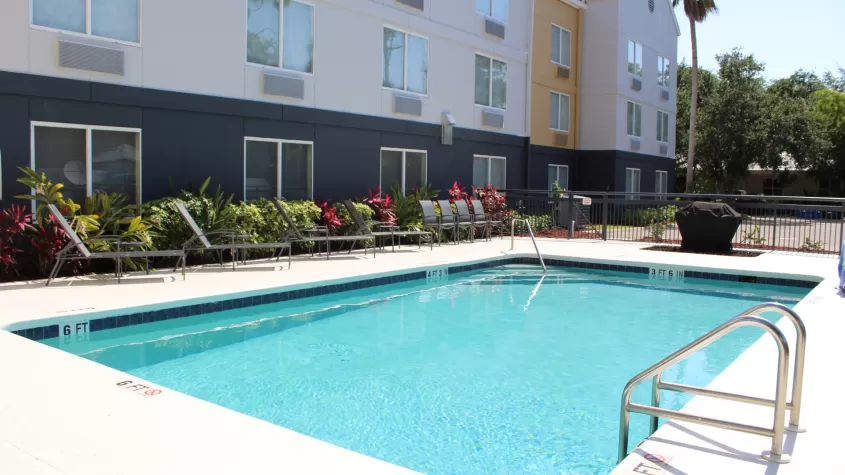 We love to catch our guests enjoying our inviting pool area. We also have a grill for guests to use while staying at the Fairfield.