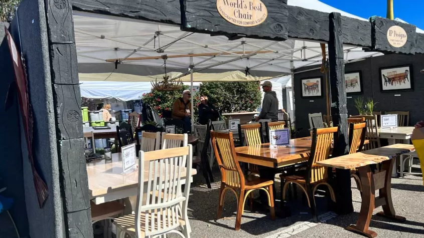 handmade wood tables and chairs